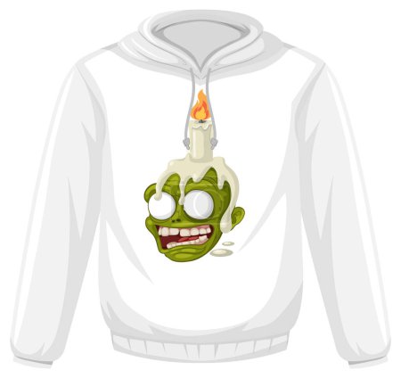Illustration for A vector cartoon illustration of a zombie skull with a candle, perfect for a secret spell screening on a hoodie - Royalty Free Image