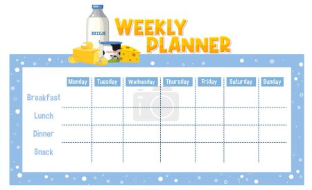 Illustration for Children's Weekly Meal Planner with Food Theme illustration - Royalty Free Image