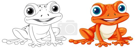 Ilustración de An isolated vector cartoon illustration of an orange frog on a white background - Imagen libre de derechos