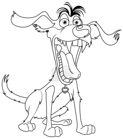 Téléchargez les illustrations : Illustration vectorielle d'un chien fou avec sa bouche ouverte, révélant des dents acérées - en licence libre de droit