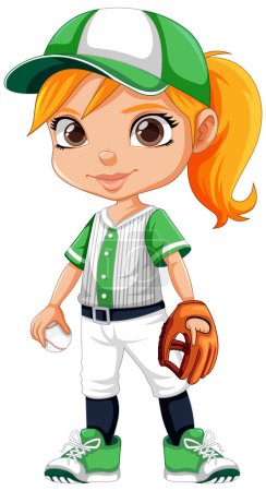 Téléchargez les illustrations : Sport fille dessin animé personnage baseball illustration - en licence libre de droit
