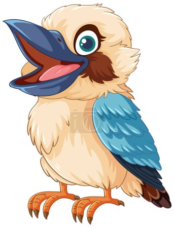 Illustration for A cartoon illustration of a smiling Kookaburra bird, native to Australia, isolated on a white background illustration - Royalty Free Image