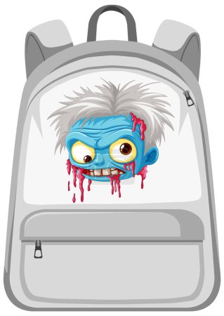 Illustration for A vector cartoon zombie character displayed on a backpack - Royalty Free Image
