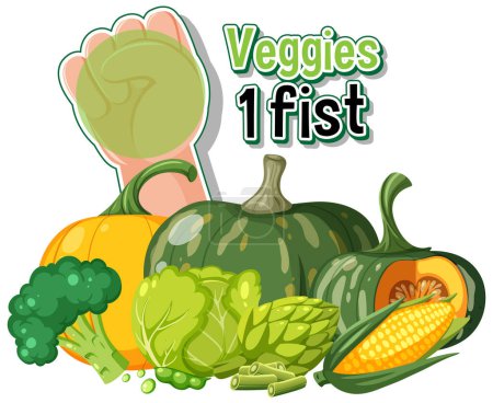 Ilustración de Aprender a comer sano mediante la comparación de las cantidades de alimentos visualmente - Imagen libre de derechos