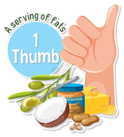 Illustration for A Healthy Eating Concept: One Thumb of Fat illustration - Royalty Free Image