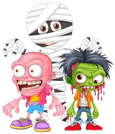 Ilustración de Una ilustración vectorial aislada de un zombie y una momia aterradores - Imagen libre de derechos