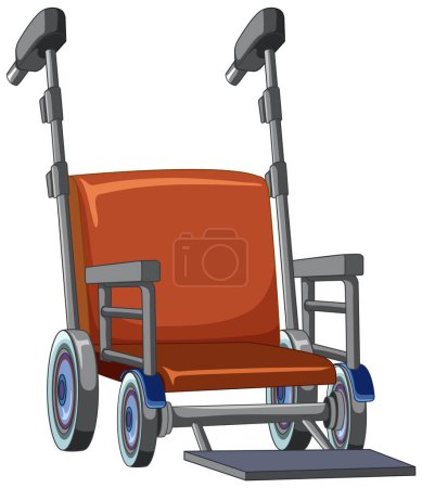Téléchargez les illustrations : Caricature vectorielle colorée d'un fauteuil roulant, isolé sur fond blanc - en licence libre de droit