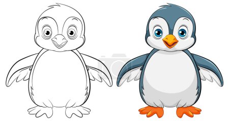 Illustration for A vector cartoon illustration of a cute baby penguin isolated on a white background - Royalty Free Image