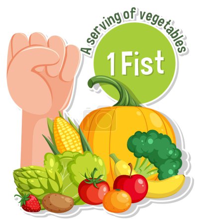 Téléchargez les illustrations : Un concept de saine alimentation : illustration d'un poing de légumes - en licence libre de droit