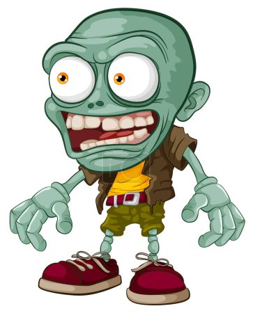 Illustration for A scary bald zombie monster man in a cartoon illustration - Royalty Free Image