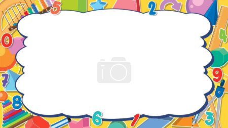 Illustration for Math Border Background Surrounded by Number and Math Objects illustration - Royalty Free Image