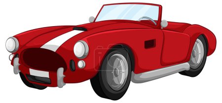 Téléchargez les illustrations : Illustration cartoon d'une voiture décapotable rouge vintage isolée sur fond blanc - en licence libre de droit