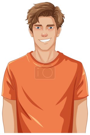 Ilustración de Un joven rubio alegre y guapo con una sonrisa brillante, aislado sobre un fondo blanco - Imagen libre de derechos