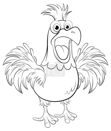 Illustration for Cartoon illustration of a chicken freaking out, isolated on white background - Royalty Free Image