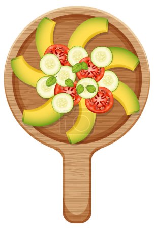 Illustration for A mouthwatering avocado salad with tomato and cucumber - Royalty Free Image