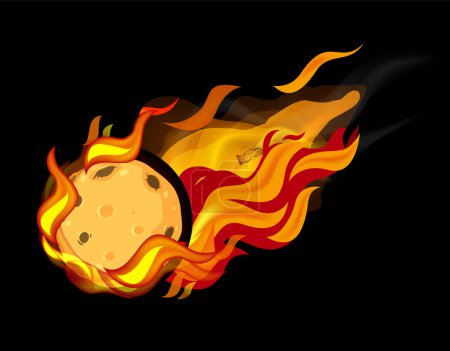 Ilustración de Una vibrante ilustración de dibujos animados vectoriales de cometas, asteroides y meteoros envueltos en llamas - Imagen libre de derechos