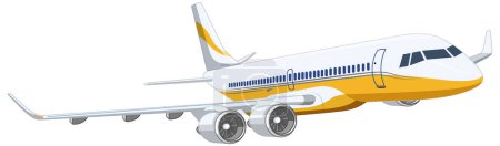 Ilustración de Una ilustración vectorial de dibujos animados de un avión de línea aérea comercial que vuela aislado sobre un fondo blanco - Imagen libre de derechos