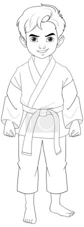 Téléchargez les illustrations : Une illustration de dessin animé d'un garçon portant une tenue de judo sport - en licence libre de droit