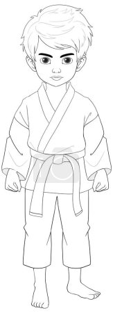 Ilustración de Una ilustración de dibujos animados de un niño con un atuendo deportivo de judo - Imagen libre de derechos