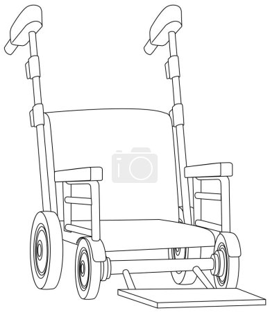 Illustration for Fun and educational coloring page featuring a wheelchair outline - Royalty Free Image