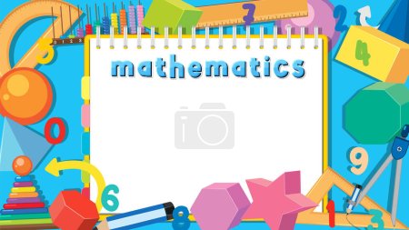 Téléchargez les photos : Cahier de mathématiques avec outils mathématiques Illustration de fond - en image libre de droit