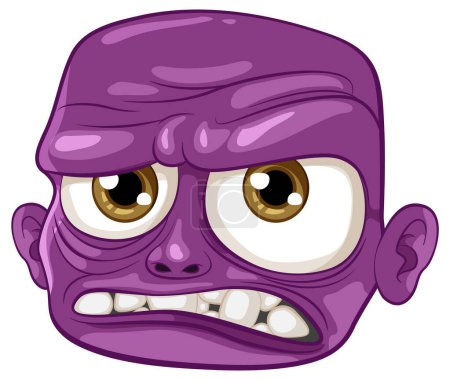 Ilustración de Un viejo y gruñón hombre zombi con una cabeza calva y piel púrpura representada en una ilustración vectorial de dibujos animados - Imagen libre de derechos