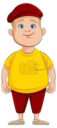 Illustration for A cartoon illustration of a chubby teen male wearing a hat - Royalty Free Image