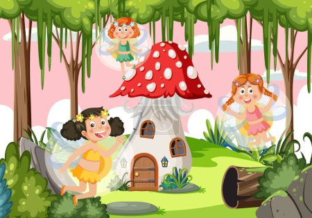 Illustration for Step into a magical world filled with fairies and enchantment - Royalty Free Image