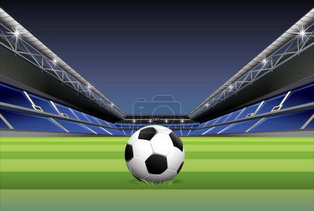 Illustration for Close-up view of an empty football stadium at night - Royalty Free Image