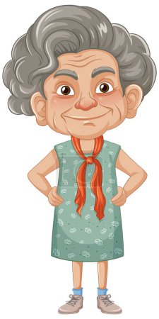 Ilustración de Ilustración vectorial de una abuela elegante con un hermoso vestido - Imagen libre de derechos