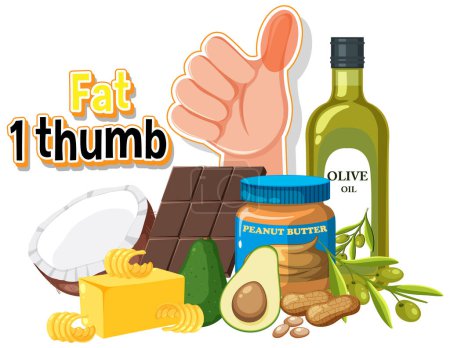 Ilustración de Ilustración que muestra cómo comparar porciones de alimentos para una dieta saludable - Imagen libre de derechos