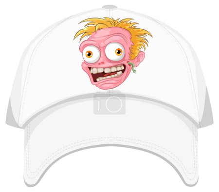 Ilustración de Una ilustración de dibujos animados vectoriales de una pantalla de cabeza de zombie salvaje en una gorra - Imagen libre de derechos