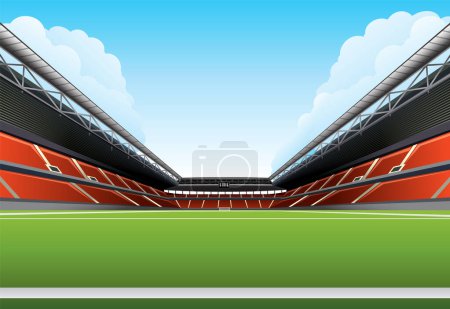 Téléchargez les illustrations : Illustration d'un stade de football vide, dépourvu d'activité - en licence libre de droit