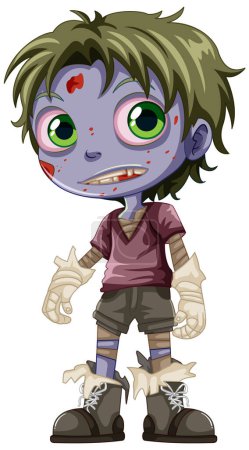 Illustration for A vector illustration of a male zombie with purple skin - Royalty Free Image