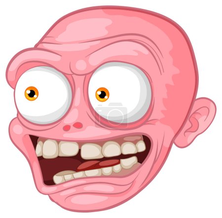 Illustration for A chilling cartoon illustration of a bald zombie monster man - Royalty Free Image