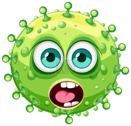 Illustration for A quirky cartoon character of a green monster germ virus - Royalty Free Image