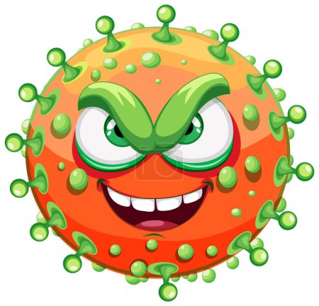 Ilustración de Un personaje ilustrado de dibujos animados de un virus de gérmenes de bacterias monstruosas - Imagen libre de derechos