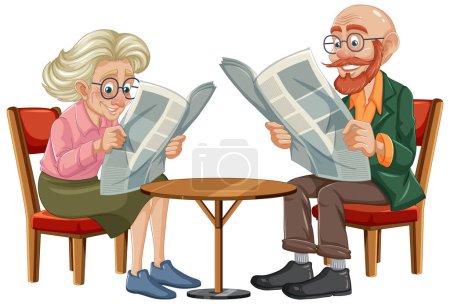 Ilustración de Ancianos abuelos disfrutando de un momento de ocio juntos - Imagen libre de derechos