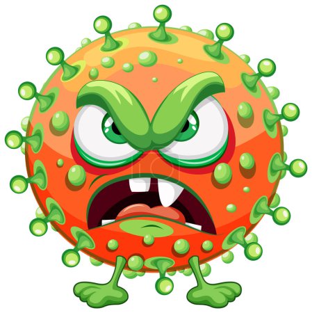 Téléchargez les illustrations : Un personnage de dessin animé ludique représentant une bactérie, un germe et un virus monstre - en licence libre de droit