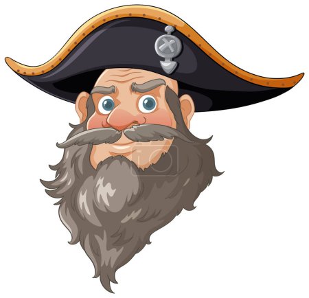 Ilustración de Ilustración vectorial de un pirata con barba larga, aislado - Imagen libre de derechos