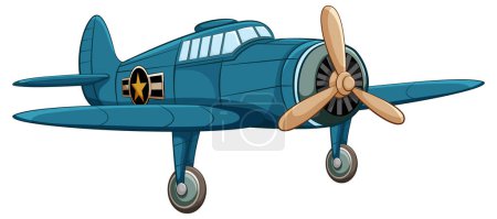 Illustration for A blue, classic vintage aircraft isolated on a white background in a vector cartoon illustration style - Royalty Free Image