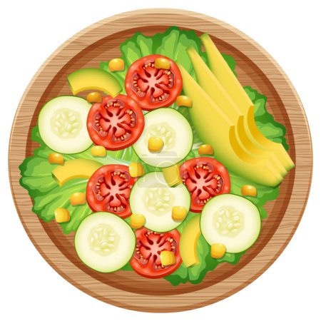 Téléchargez les illustrations : Une salade saine et rafraîchissante avec une variété d'ingrédients frais - en licence libre de droit