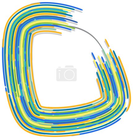 Illustration for Vibrant blue and yellow brushstroke swirl design. - Royalty Free Image