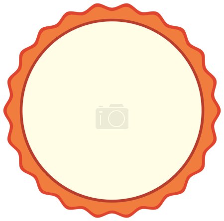 Ilustración de Sello circular en blanco con borde naranja ondulado. - Imagen libre de derechos