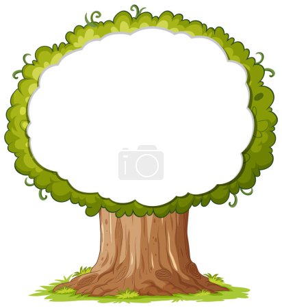 Téléchargez les illustrations : Illustration vectorielle de l'arbre avec cadre de feuillage vide. - en licence libre de droit