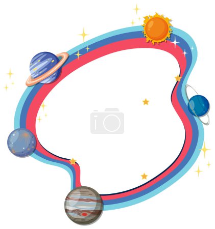Illustration for Space-themed frame with planets and stars - Royalty Free Image