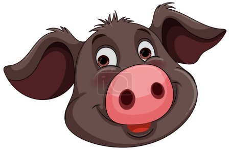 Ilustración vectorial de un personaje de cerdo feliz