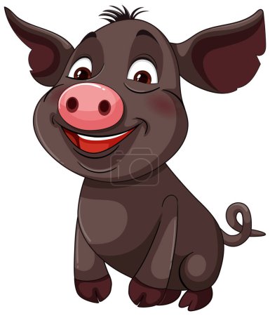 Vector illustration of a happy, smiling cartoon pig