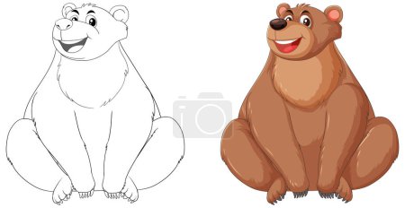 Illustration for Vector illustration of a bear, outlined and colored - Royalty Free Image