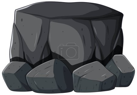 Vector graphic of various sized grey stones